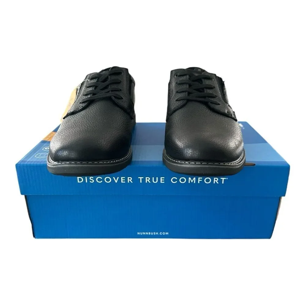 Nunn Bush Otto Black Leather Oxford Mens 9.5 XW Extra Wide Comfort Dress Shoes